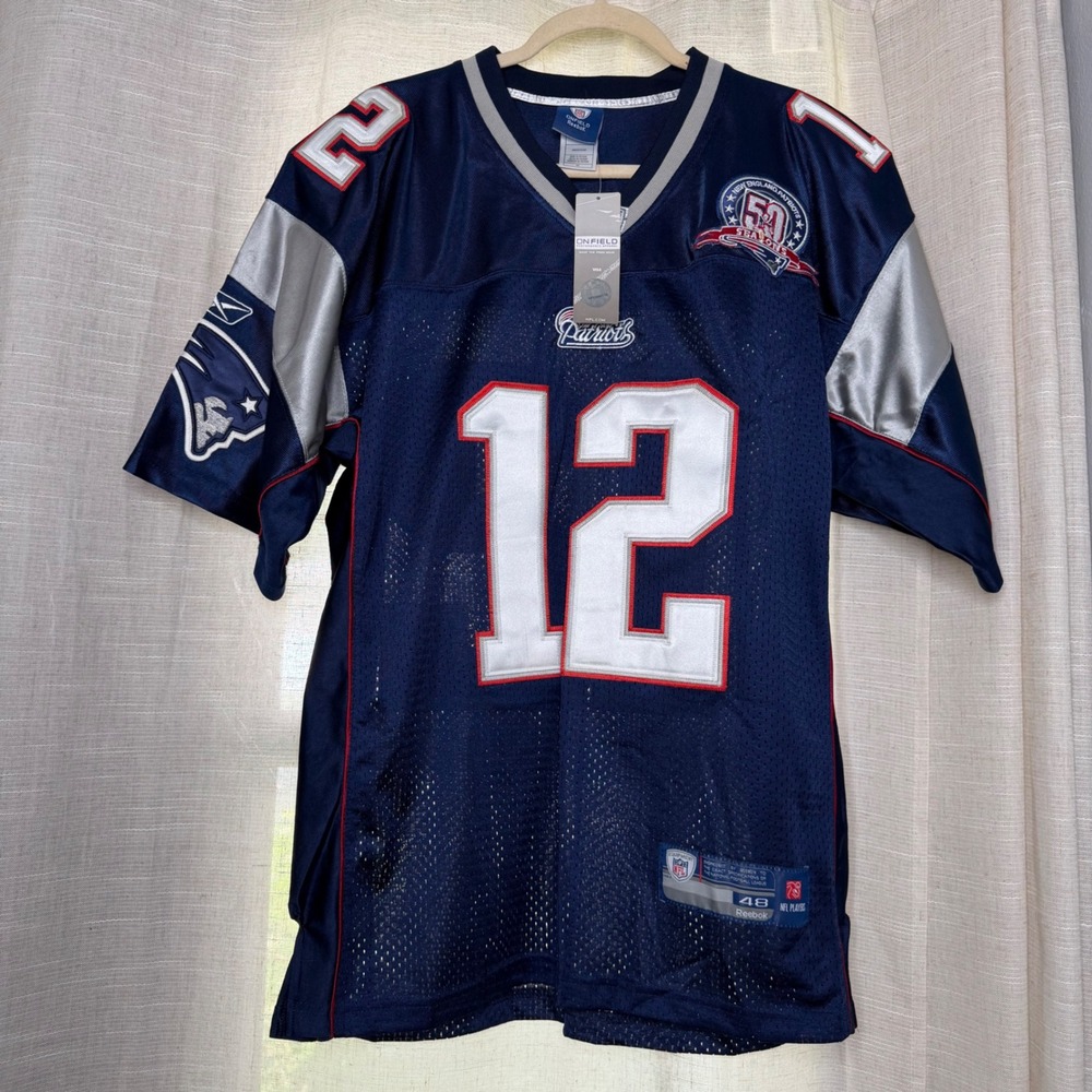 NWT Reebok‎ Tom Brady New England Patriots 50 Seasons Jersey Sewn Navy Men's 48